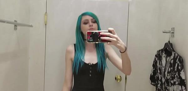  horny emo teen with blue hairs undressing at daddys bedroom